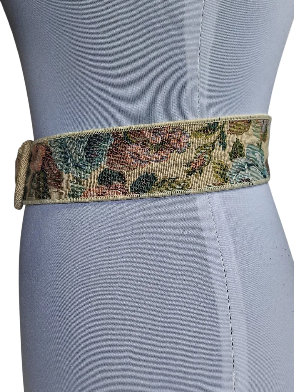 Vintage Floral Tapestry Belt Rope Buckle Woven Fabric Adjustable Boho Cottagecor
